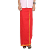Men's Cotton Blend Dhoti with Bentex Border | Traditional Single Layer South Indian Vesti Mundu | Ethnic Wear for Weddings, Poojas & Festivals